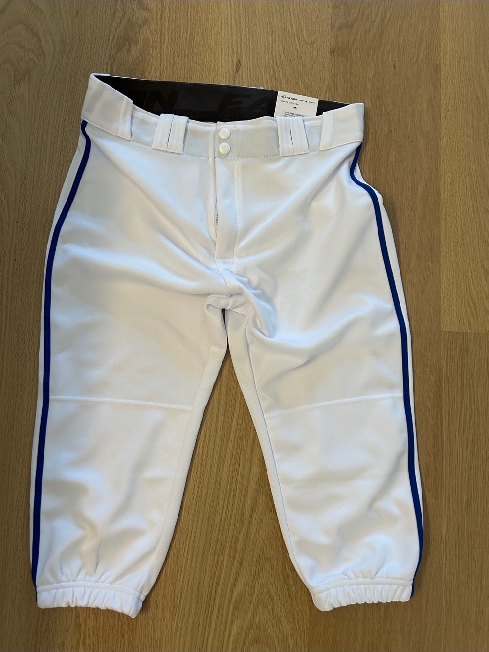 NWT Easton White Youth Baseball Knicker Pants with Blue Side Piping Youth XL